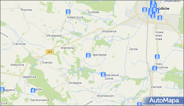 mapa Jędrzejów gmina Grodków, Jędrzejów gmina Grodków na mapie Targeo