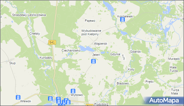 mapa Jeleń gmina Lidzbark, Jeleń gmina Lidzbark na mapie Targeo