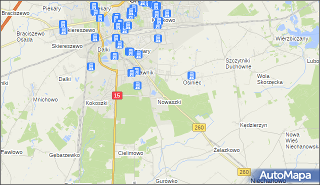 mapa Jelonek gmina Niechanowo, Jelonek gmina Niechanowo na mapie Targeo