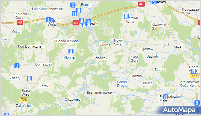 mapa Jelonek gmina Odrzywół, Jelonek gmina Odrzywół na mapie Targeo