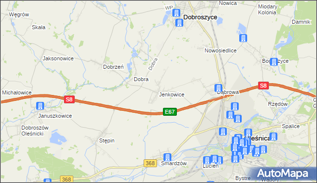 mapa Jenkowice gmina Oleśnica, Jenkowice gmina Oleśnica na mapie Targeo