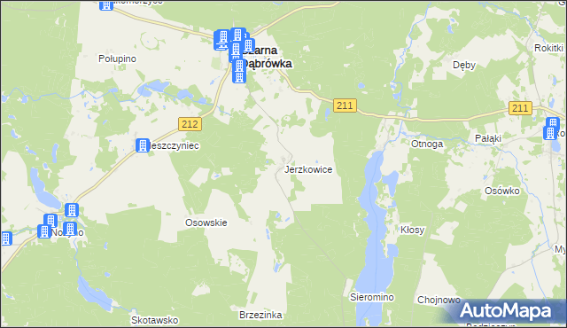 mapa Jerzkowice, Jerzkowice na mapie Targeo