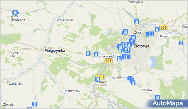 mapa Jerzmanice-Zdrój, Jerzmanice-Zdrój na mapie Targeo