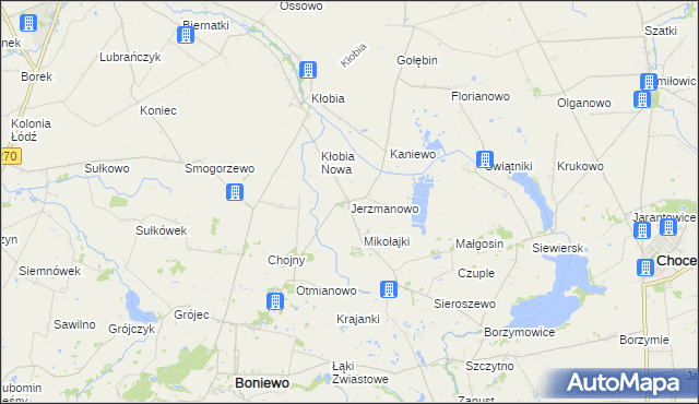 mapa Jerzmanowo gmina Boniewo, Jerzmanowo gmina Boniewo na mapie Targeo