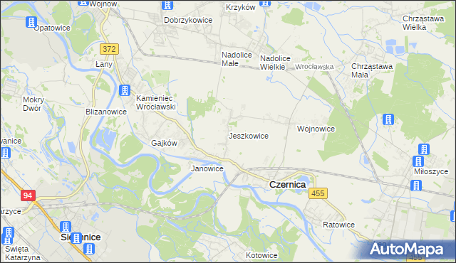 mapa Jeszkowice, Jeszkowice na mapie Targeo