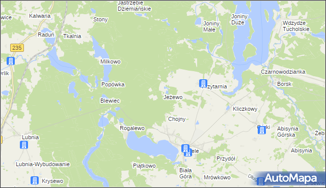 mapa Jeżewo gmina Karsin, Jeżewo gmina Karsin na mapie Targeo