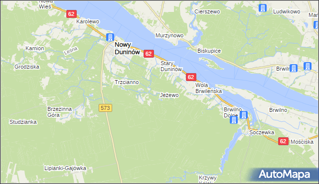 mapa Jeżewo gmina Nowy Duninów, Jeżewo gmina Nowy Duninów na mapie Targeo