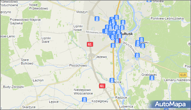 mapa Jeżewo gmina Pułtusk, Jeżewo gmina Pułtusk na mapie Targeo