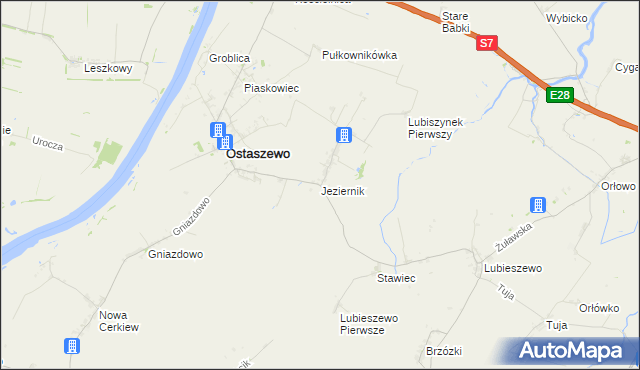 mapa Jeziernik gmina Ostaszewo, Jeziernik gmina Ostaszewo na mapie Targeo