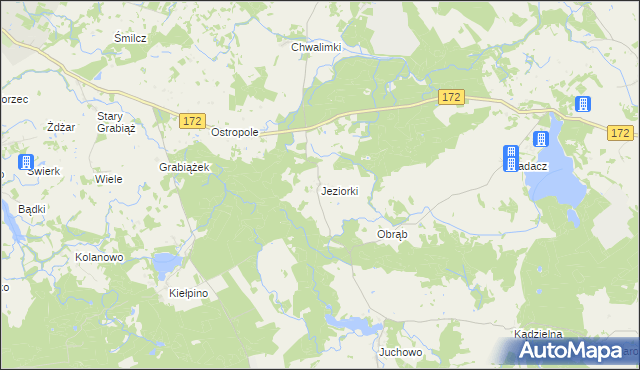 mapa Jeziorki gmina Barwice, Jeziorki gmina Barwice na mapie Targeo