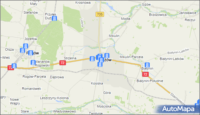 mapa Jeżów powiat brzeziński, Jeżów powiat brzeziński na mapie Targeo
