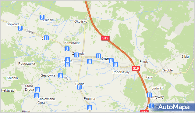 mapa Jeżowe, Jeżowe na mapie Targeo