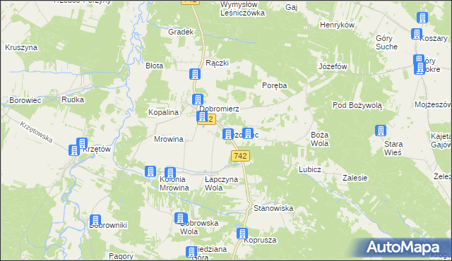 mapa Jeżowiec gmina Kluczewsko, Jeżowiec gmina Kluczewsko na mapie Targeo