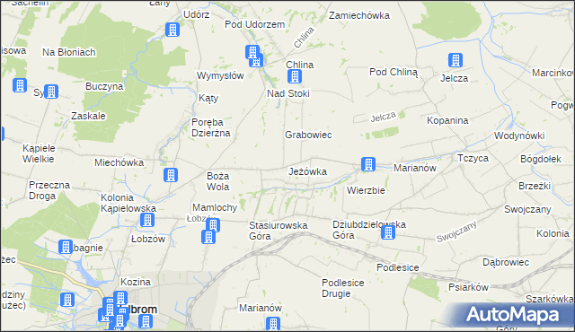mapa Jeżówka gmina Wolbrom, Jeżówka gmina Wolbrom na mapie Targeo