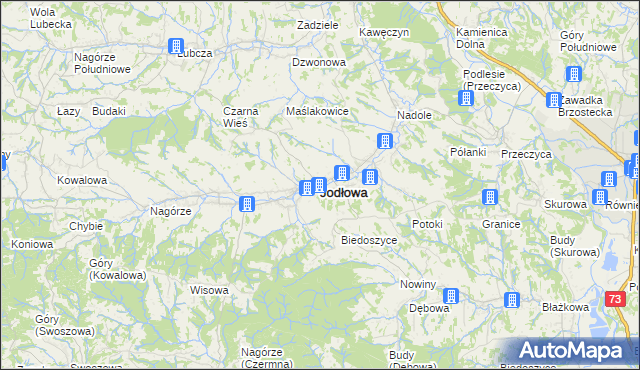 mapa Jodłowa, Jodłowa na mapie Targeo
