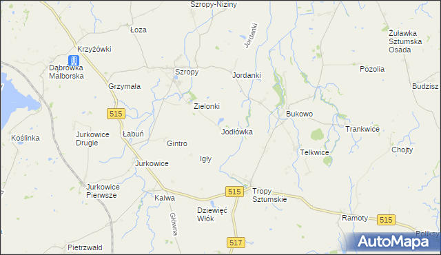 mapa Jodłówka gmina Stary Targ, Jodłówka gmina Stary Targ na mapie Targeo