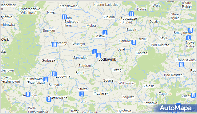mapa Jodłownik, Jodłownik na mapie Targeo