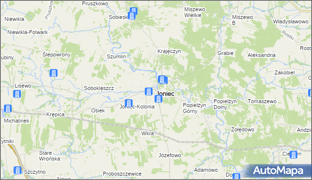 mapa Joniec, Joniec na mapie Targeo