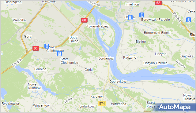 mapa Jordanów gmina Gąbin, Jordanów gmina Gąbin na mapie Targeo