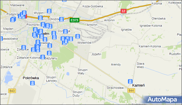 mapa Józefin gmina Kamień, Józefin gmina Kamień na mapie Targeo