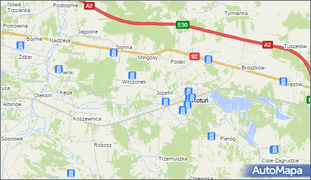 mapa Józefin gmina Kotuń, Józefin gmina Kotuń na mapie Targeo