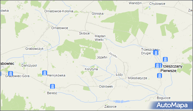 mapa Józefin gmina Trzeszczany, Józefin gmina Trzeszczany na mapie Targeo