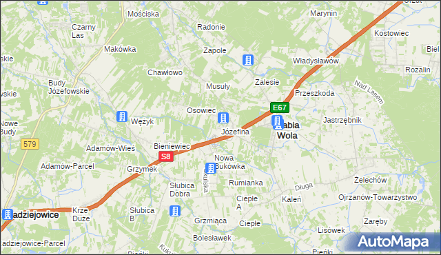 mapa Józefina gmina Żabia Wola, Józefina gmina Żabia Wola na mapie Targeo
