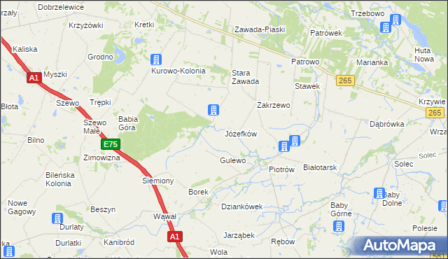 mapa Józefków gmina Gostynin, Józefków gmina Gostynin na mapie Targeo