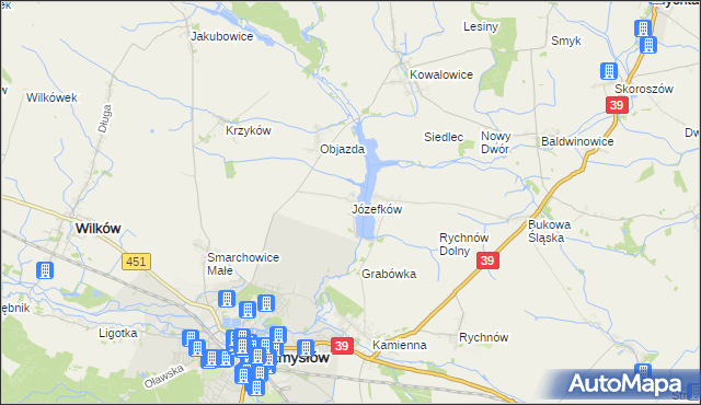 mapa Józefków gmina Namysłów, Józefków gmina Namysłów na mapie Targeo