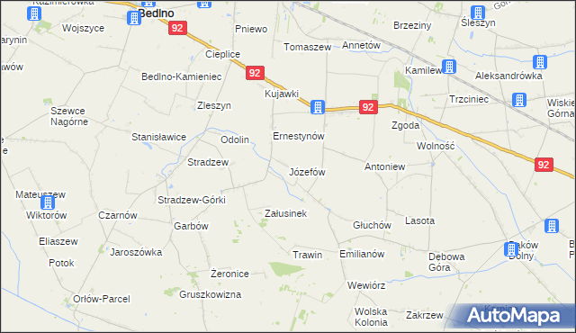 mapa Józefów gmina Bedlno, Józefów gmina Bedlno na mapie Targeo
