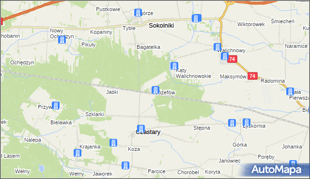 mapa Józefów gmina Czastary, Józefów gmina Czastary na mapie Targeo