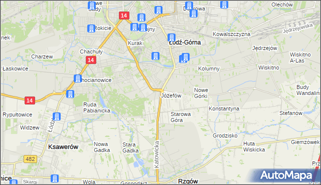 mapa Józefów gmina Łódź, Józefów gmina Łódź na mapie Targeo
