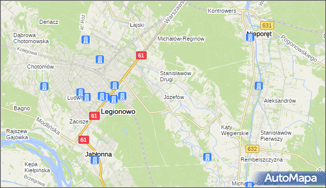 mapa Józefów gmina Nieporęt, Józefów gmina Nieporęt na mapie Targeo