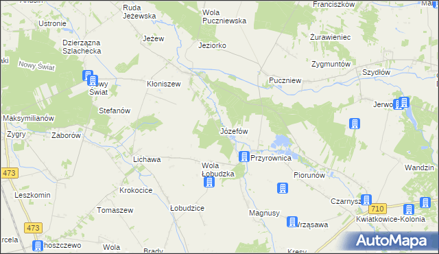 mapa Józefów gmina Zadzim, Józefów gmina Zadzim na mapie Targeo