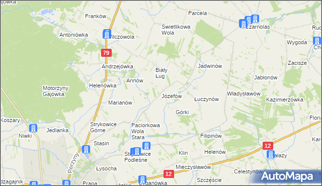 mapa Józefów gmina Zwoleń, Józefów gmina Zwoleń na mapie Targeo