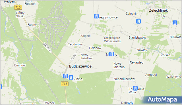 mapa Józefów Stary gmina Budziszewice, Józefów Stary gmina Budziszewice na mapie Targeo