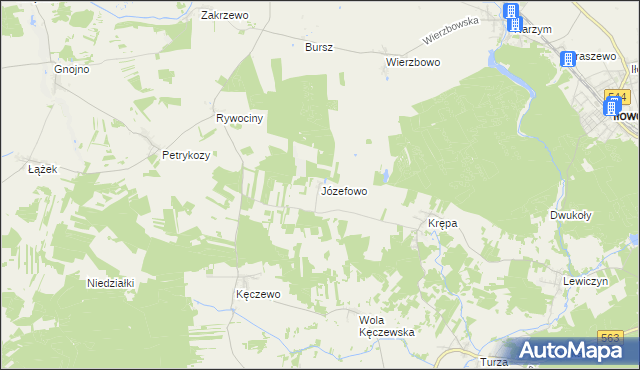 mapa Józefowo gmina Lipowiec Kościelny, Józefowo gmina Lipowiec Kościelny na mapie Targeo