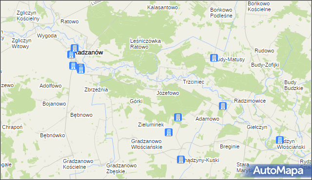 mapa Józefowo gmina Radzanów, Józefowo gmina Radzanów na mapie Targeo