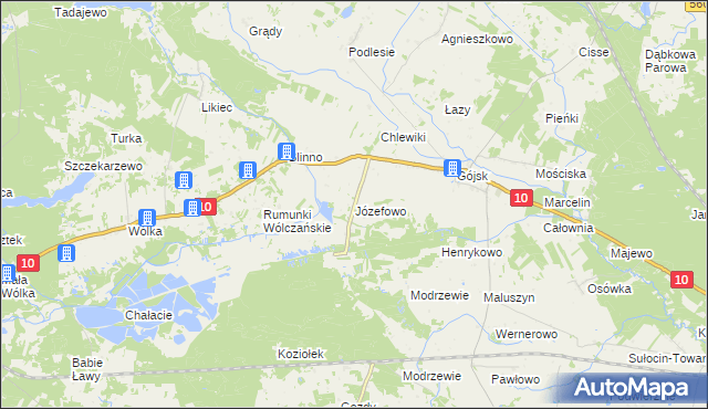 mapa Józefowo gmina Szczutowo, Józefowo gmina Szczutowo na mapie Targeo