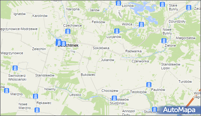 mapa Julianów gmina Żelechlinek, Julianów gmina Żelechlinek na mapie Targeo