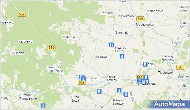 mapa Julkowo, Julkowo na mapie Targeo