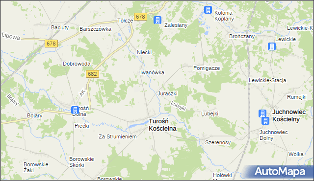 mapa Juraszki, Juraszki na mapie Targeo