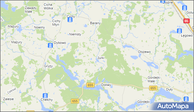 mapa Jurki gmina Świętajno, Jurki gmina Świętajno na mapie Targeo