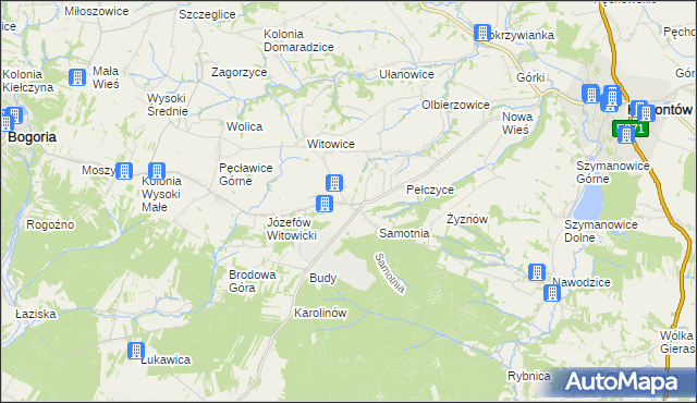 mapa Jurkowice gmina Bogoria, Jurkowice gmina Bogoria na mapie Targeo