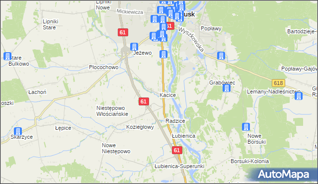mapa Kacice gmina Pułtusk, Kacice gmina Pułtusk na mapie Targeo