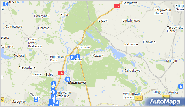 mapa Kaczek, Kaczek na mapie Targeo