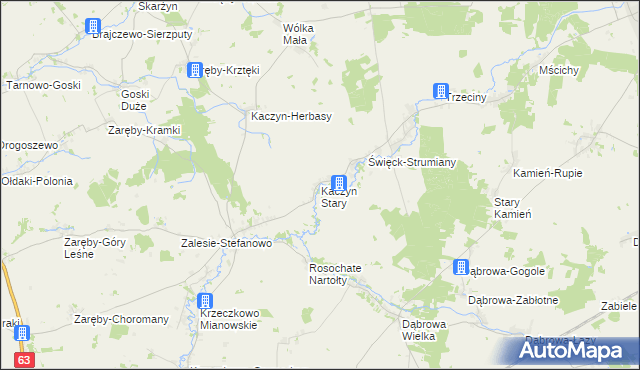 mapa Kaczyn Stary, Kaczyn Stary na mapie Targeo