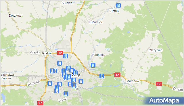 mapa Kadłubia, Kadłubia na mapie Targeo