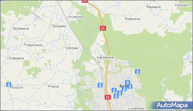 mapa Kąkolewice gmina Budzyń, Kąkolewice gmina Budzyń na mapie Targeo