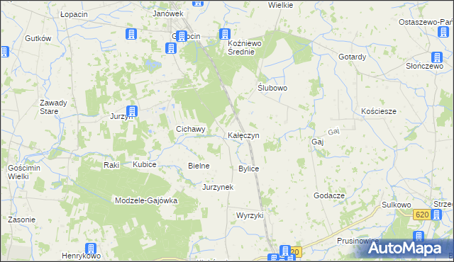 mapa Kałęczyn gmina Sońsk, Kałęczyn gmina Sońsk na mapie Targeo